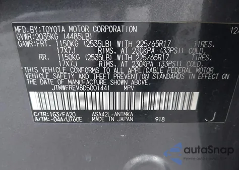 2013 Toyota Rav4 Xle z USA, uszkodzony, nr VIN JTMWFREV8D5001441